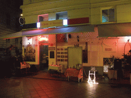 The front of our Italian dinner restaurant `La Porta di Taormina` in Vaci Utca street, by night