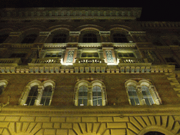 The front of a house in Vaci Utca street, by night