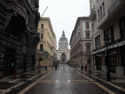 Zrinyi Utca street and Saint Stephen`s Basilica