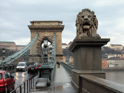 The Széchenyi Chain Bridge over the Danube river and the Buda Castle