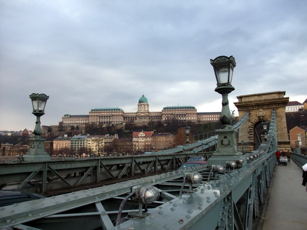 The Széchenyi Chain Bridge over the Danube river and the Buda Castle
