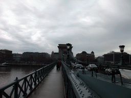 The Széchenyi Chain Bridge over the Danube river and the Gresham Palace (Gresham-palota)