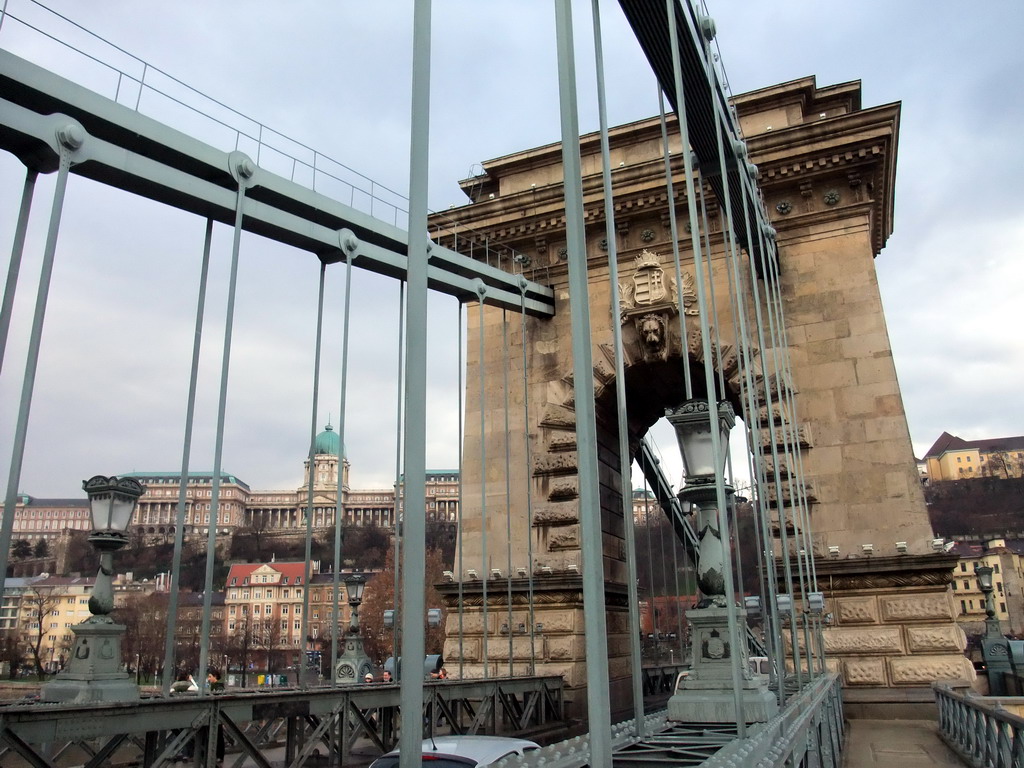 The Széchenyi Chain Bridge over the Danube river and the Buda Castle