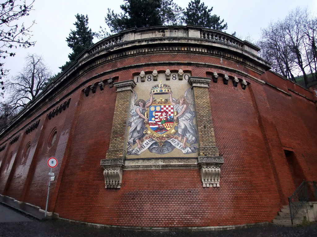 Hungarian Coat of Arms at the foot of the Budapest Castle Hill Funicular