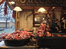 Meat at the christmas market at Vörösmarty Tér square