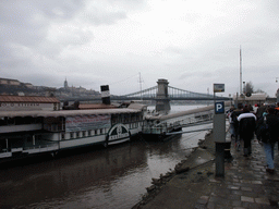 Cruise boat at the eastern riverside of the Danube river