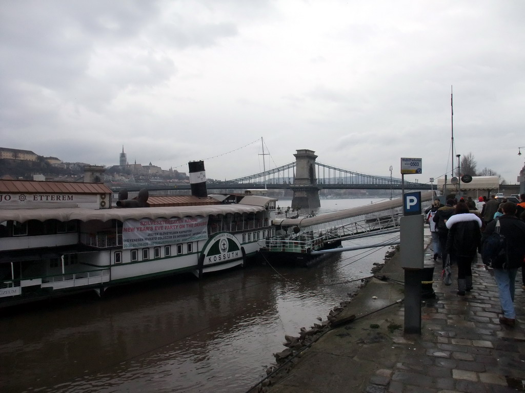 Cruise boat at the eastern riverside of the Danube river