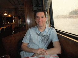 Tim at the cruise boat on the Danube river