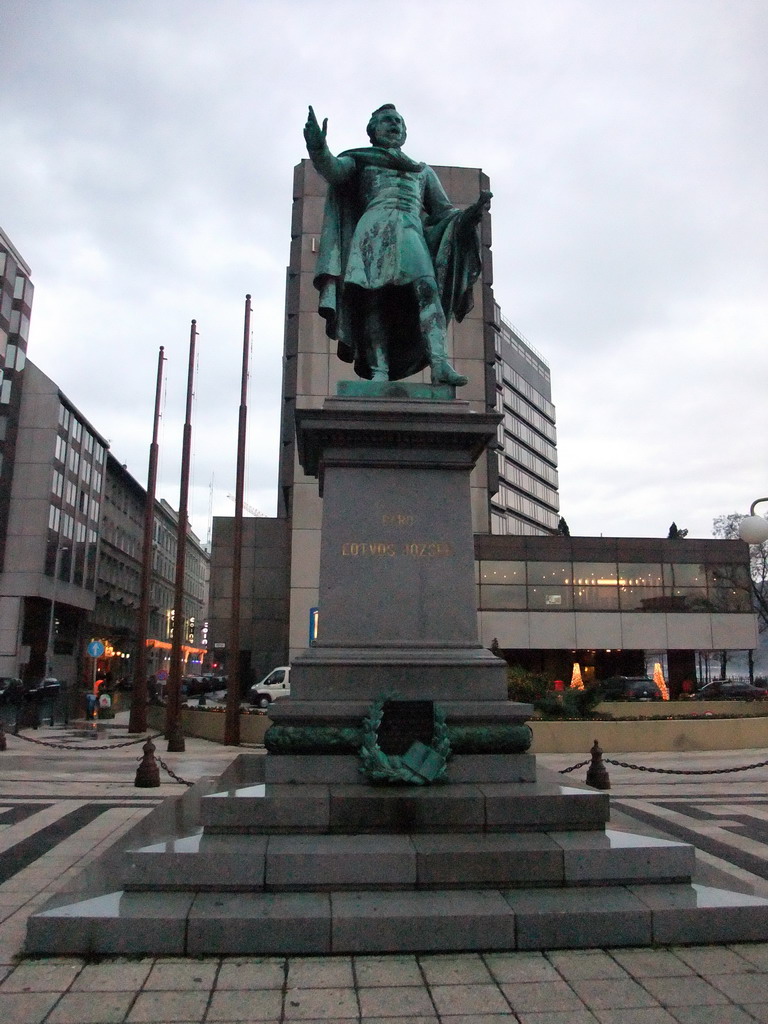 Statue of Baron József Eötvös in front of the Hotel Intercontinental Budapest at Roosevelt Tér square