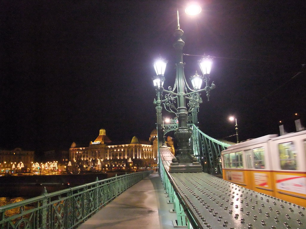 Liberty Bridge and Hotel Gellért, by night