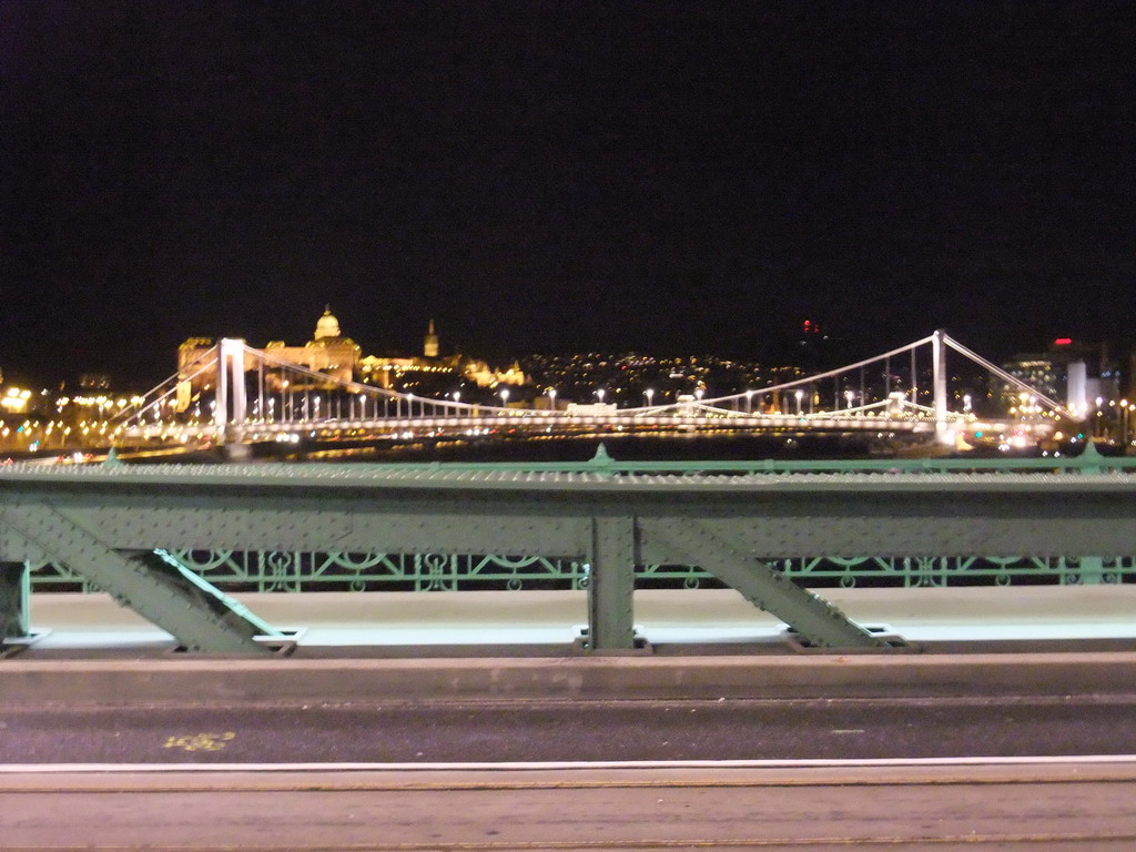 Elisabeth Bridge and Buda Castle, from Liberty Bridge, by night