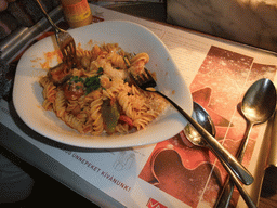 Pasta in a restaurant at Deák Ferenc Tér square