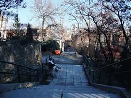 Miaomiao at the stairs at the north side of Buda Castle Hill