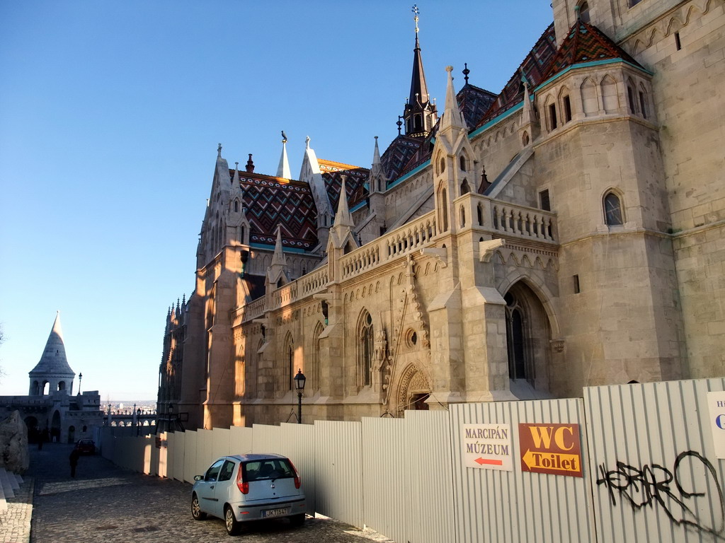 The back side of the Matthias Church and the Fisherman`s Bastion