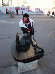 Miaomiao at a scale model of the Matthias Church and the Fisherman`s Bastion