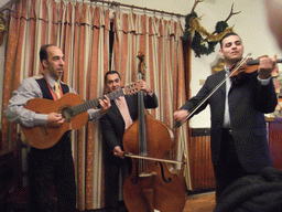 Gipsy musicians in the restaurant `Fekete Holló`