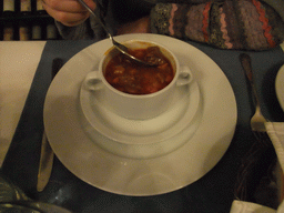 Goulash soup in the restaurant `Fekete Holló`
