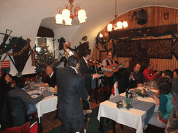 Gipsy musicians in the restaurant `Fekete Holló`