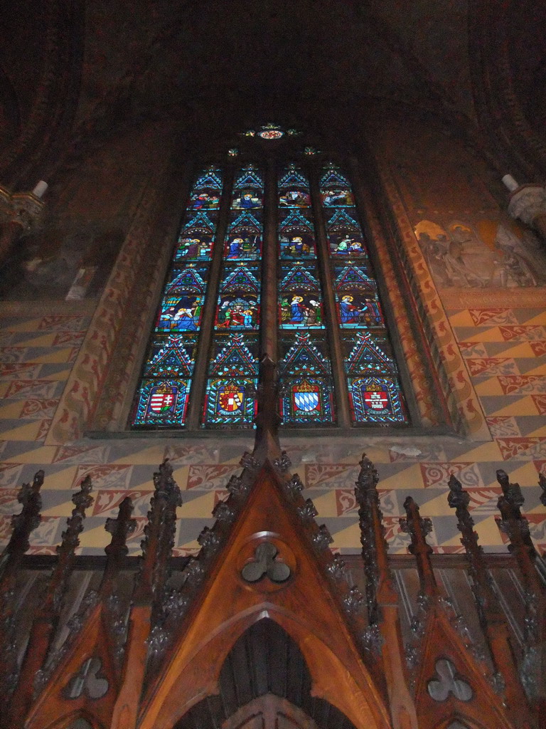 Stained glass and frescoes in the Matthias Church