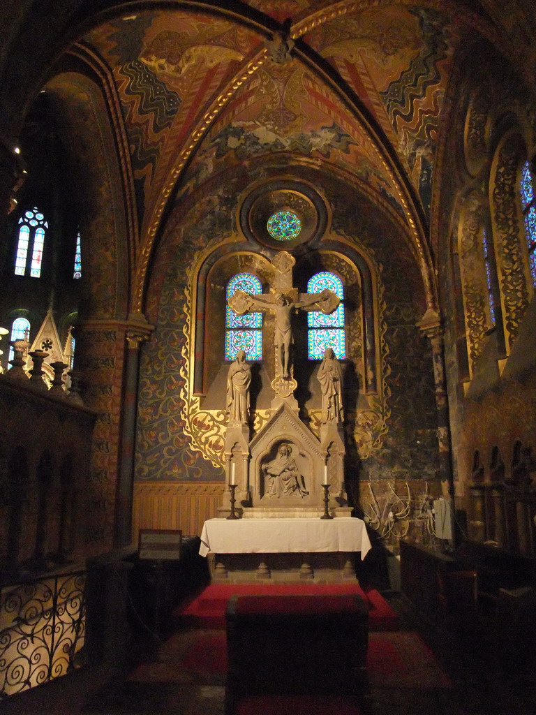 Altar and frescoes in a chapel in the Matthias Church
