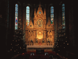 Altar and stained glass in the Matthias Church