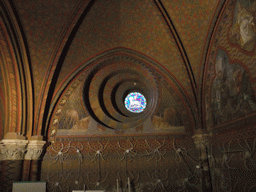 Stained glass and frescoes in the Matthias Church