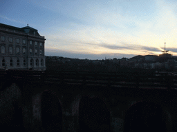 Bridge at the west side of Buda Castle Hill and view on Buda