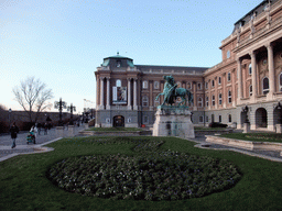 The courtyard of Buda Castle and the Statue of the Hortobágy Horse Wrangler