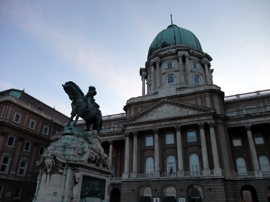Front of Buda Castle and the Monument of Prince Eugene of Savoy