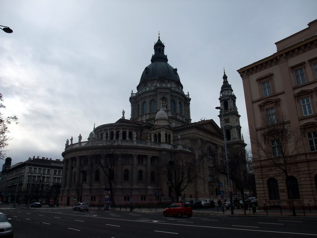 The back side of Saint Stephen`s Basilica, at Bajcsy-Zsilinszky Avenue