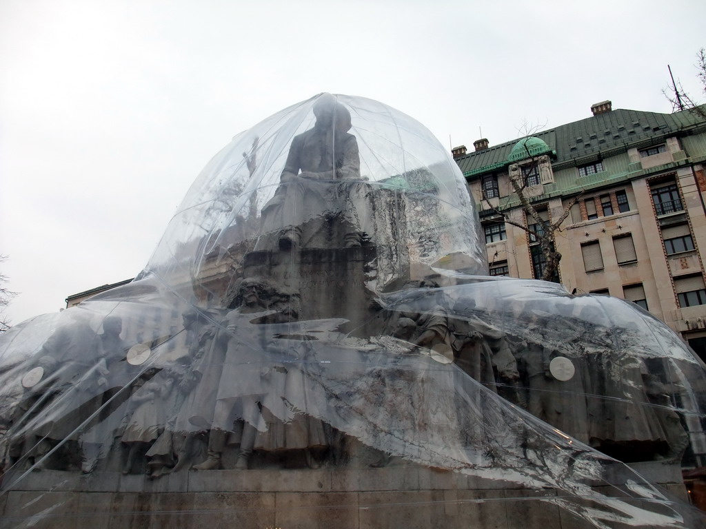 Statue of Mihály Vörösmarty at Vörösmarty Tér square