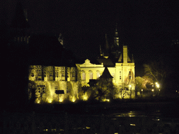 Vajdahunyad Castle in the Városliget park, by night