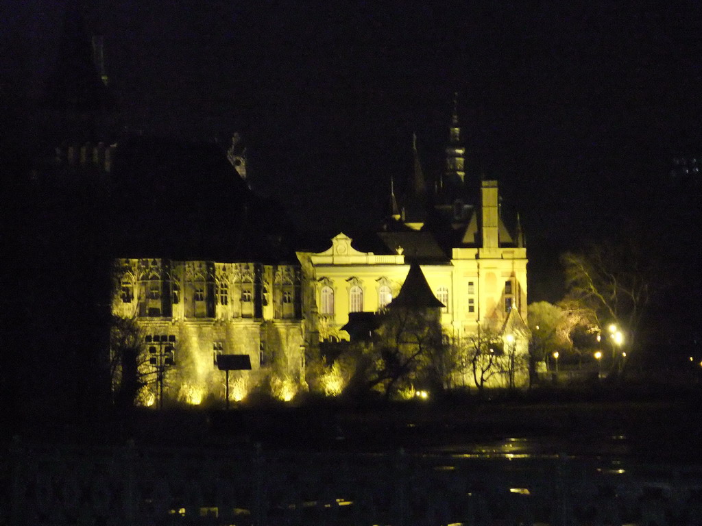 Vajdahunyad Castle in the Városliget park, by night