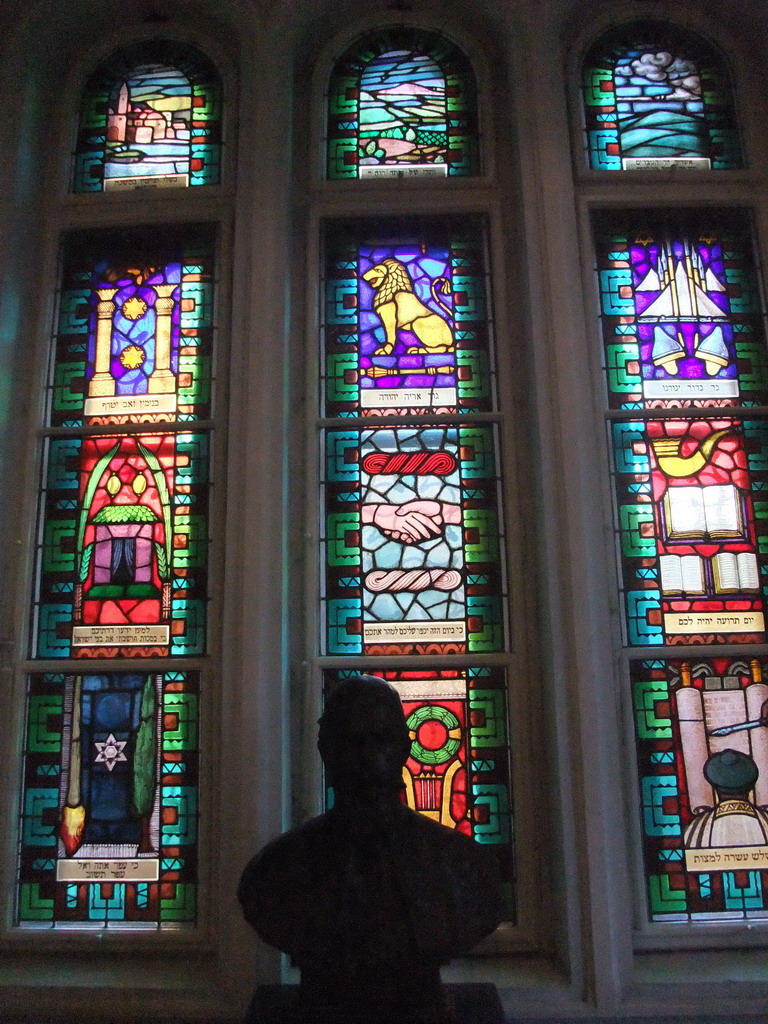 Stained glass windows and sculpture in the Jewish Museum of the Dohány Street Synagogue