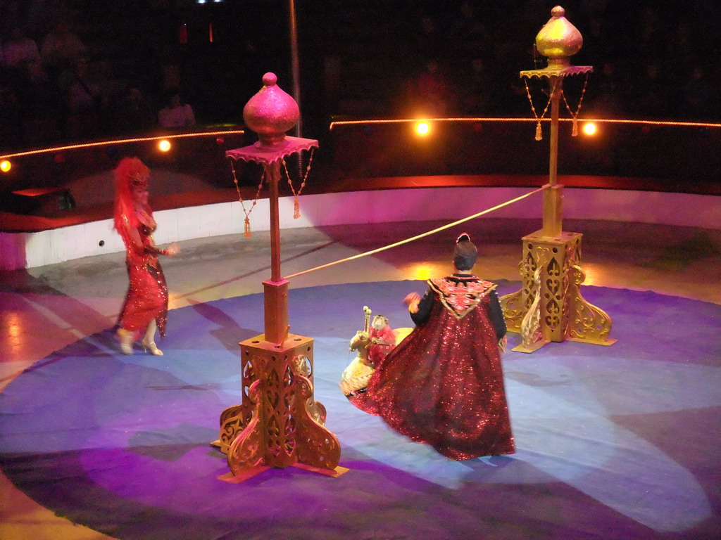 Monkey and circus artists in the Budapest Circus