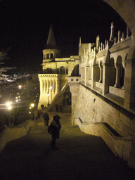 Miaomiao at the Fisherman`s Bastion, by night