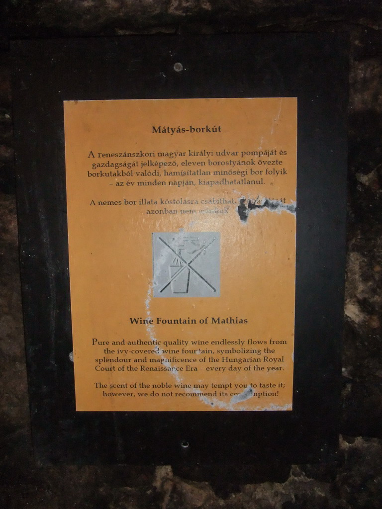 Explanation on the Wine Fountain of Mathias in the Labyrinth of Buda Castle