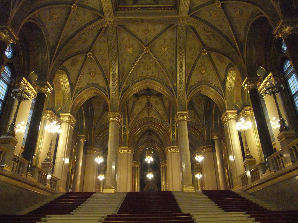The Grand Stairwell of the Hungarian Parliament Building