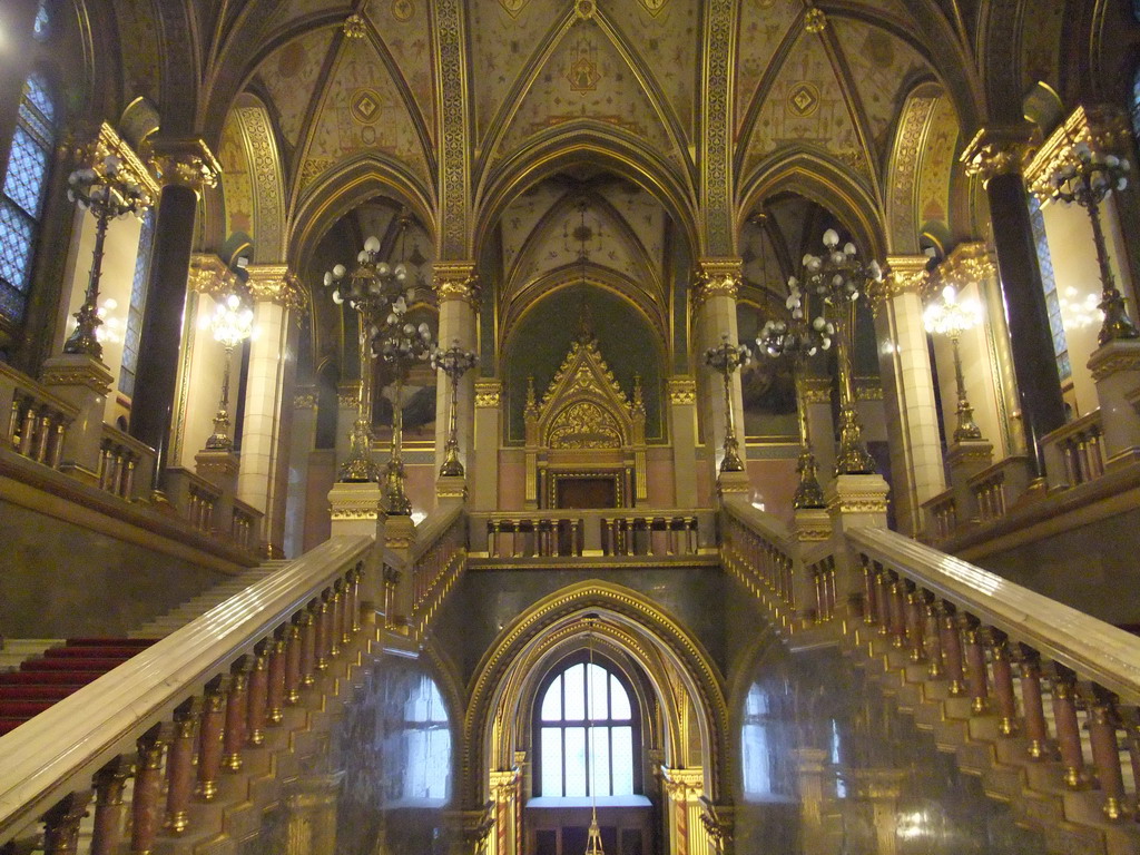 The Grand Stairwell of the Hungarian Parliament Building