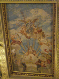 Fresco at the ceiling of the Grand Stairwell of the Hungarian Parliament Building