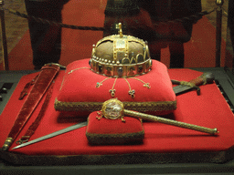 The Holy Crown, Sword and Sceptre of Hungary, in the Central Hall of the Hungarian Parliament Building