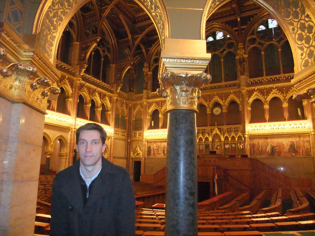 Tim in the Old Upper House Hall of the Hungarian Parliament Building