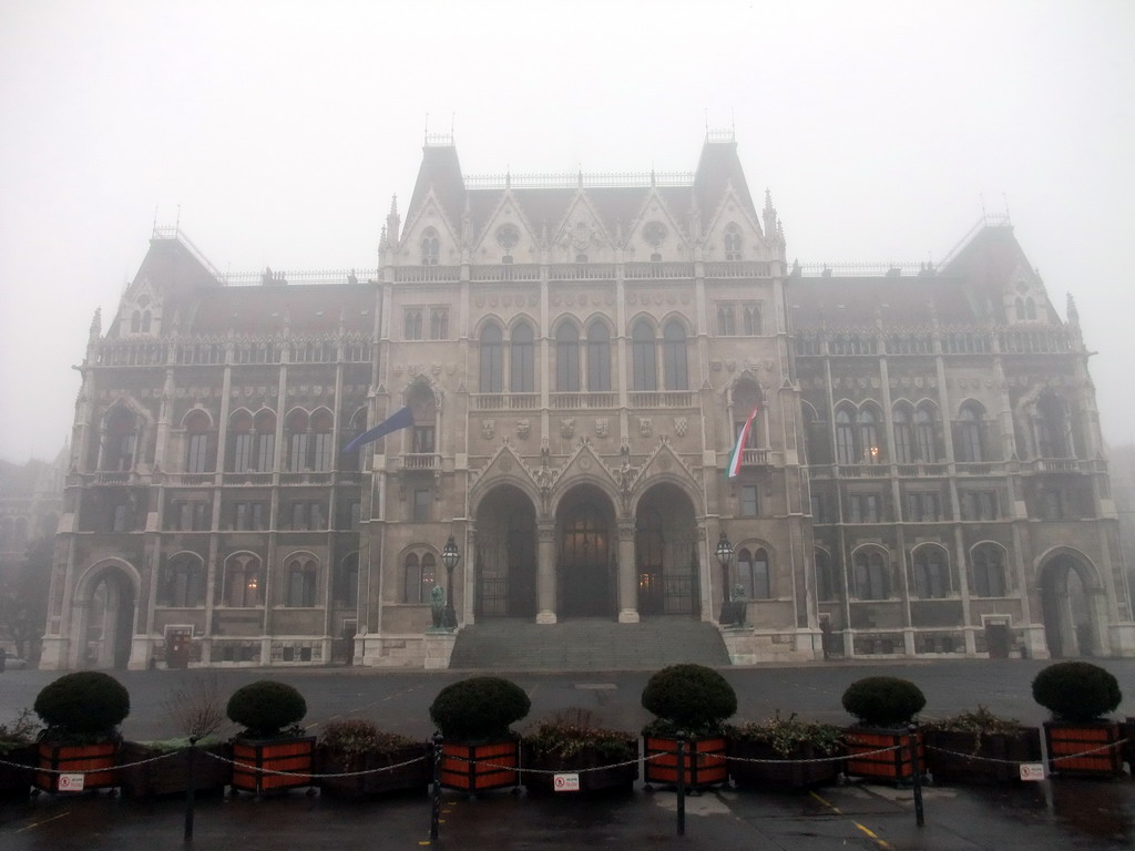 The front of the Hungarian Parliament Building