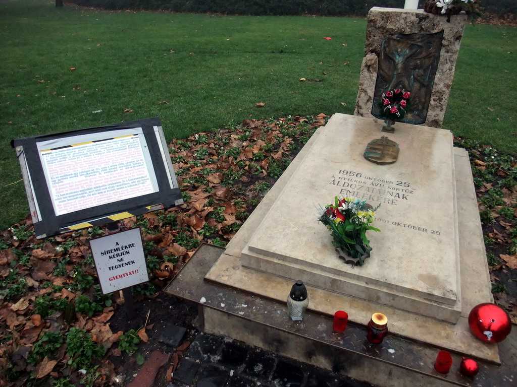 Grave Memorial for the 1956 Hungarian Revolution and the front of the Hungarian Parliament Building