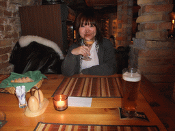 Miaomiao having a drink in `Central Cellar Restaurant and Wine Bar`