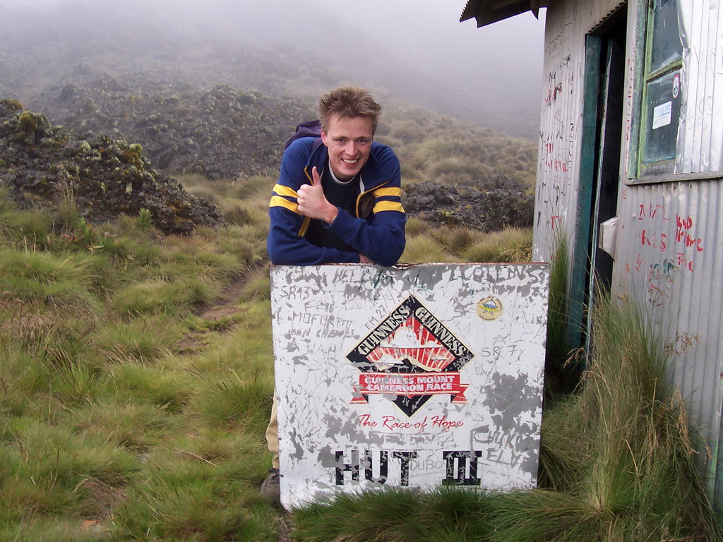 Tim`s friend at Hut III near the top of Mount Cameroon