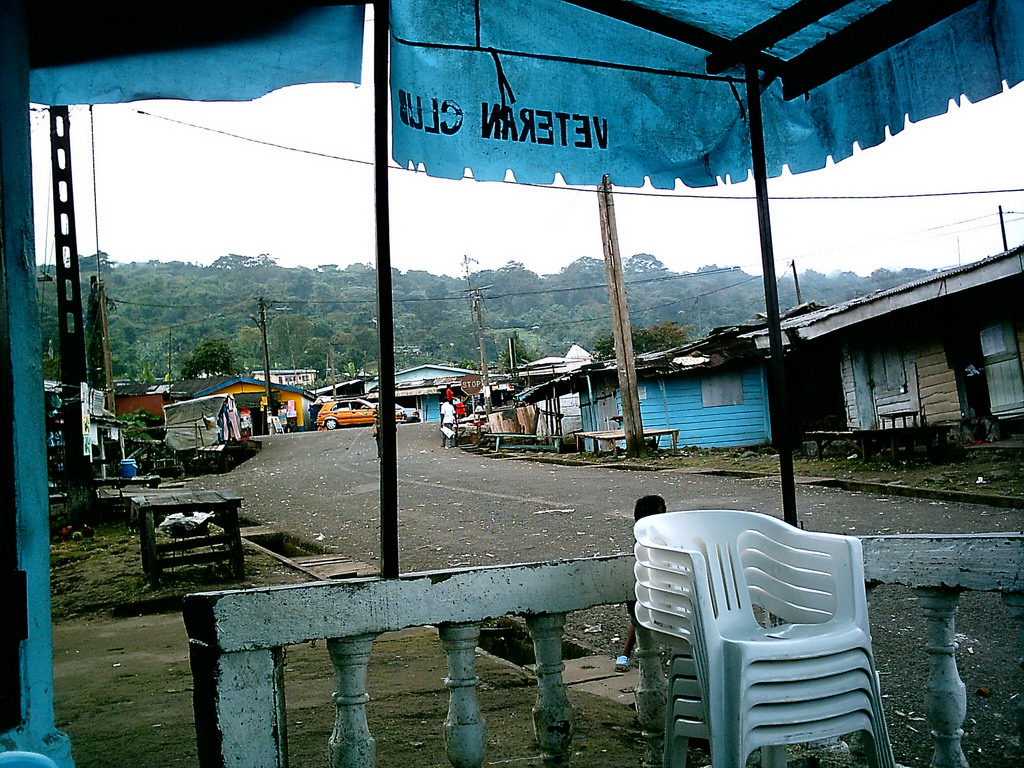 Street in the city center, viewed from the terrace of the Veteran Club bar