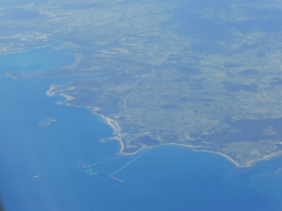 Hay Point Coal Terminal, Dalrymple Bay Coal Terminal, Victor Reef and the town of Carina, viewed from the airplane from Brisbane