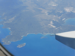 Saddleback Island and the Black Currant-Manta Ray Reef, viewed from the airplane from Brisbane