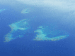 The Ellison Reef, the Adelaide Reef and the Hall-Thompson Reef of the Great Barrier Reef, viewed from the airplane from Brisbane